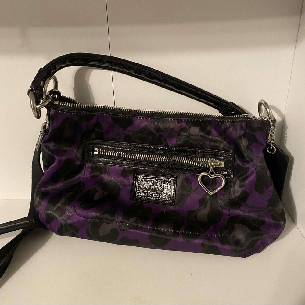 Purple and Black Women's Coach Purse